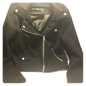 Black suede zip up bomber jacket
